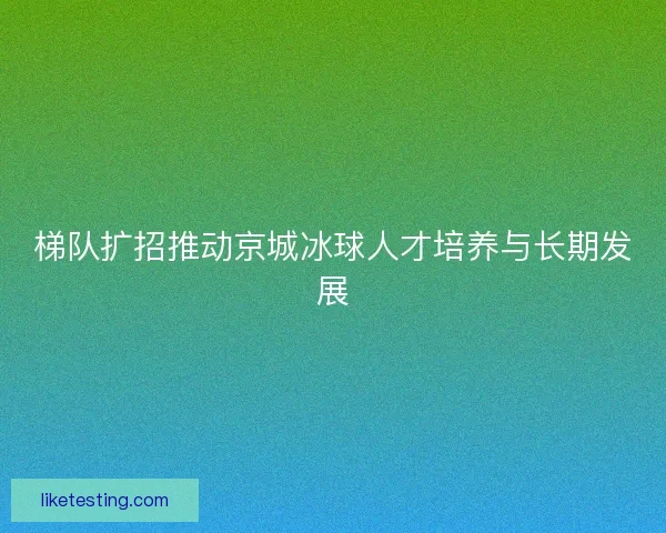 梯队扩招推动京城冰球人才培养与长期发展