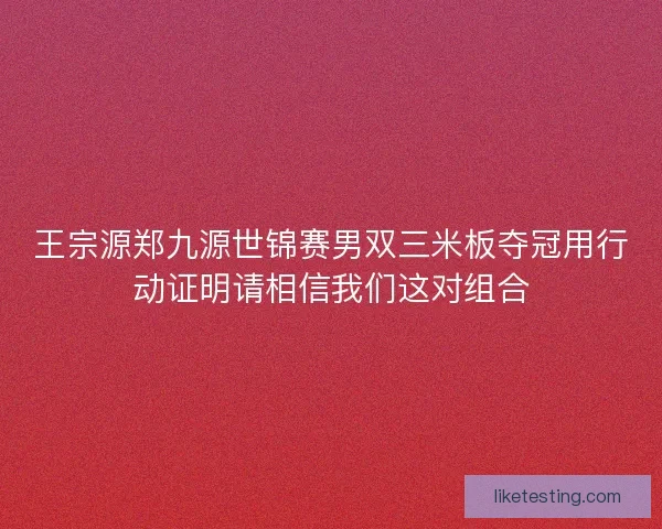 王宗源郑九源世锦赛男双三米板夺冠用行动证明请相信我们这对组合
