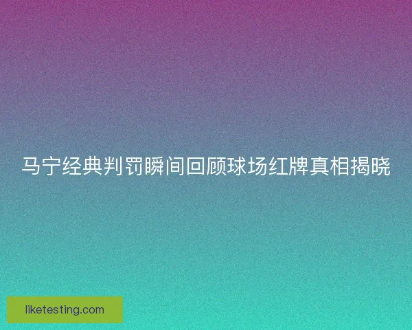马宁经典判罚瞬间回顾球场红牌真相揭晓